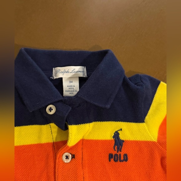 Ralph Lauren baby boy 3m striped cotton mesh one-piece - Picture 2 of 4